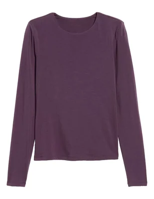 Playera manga larga cuello redondo mujer
