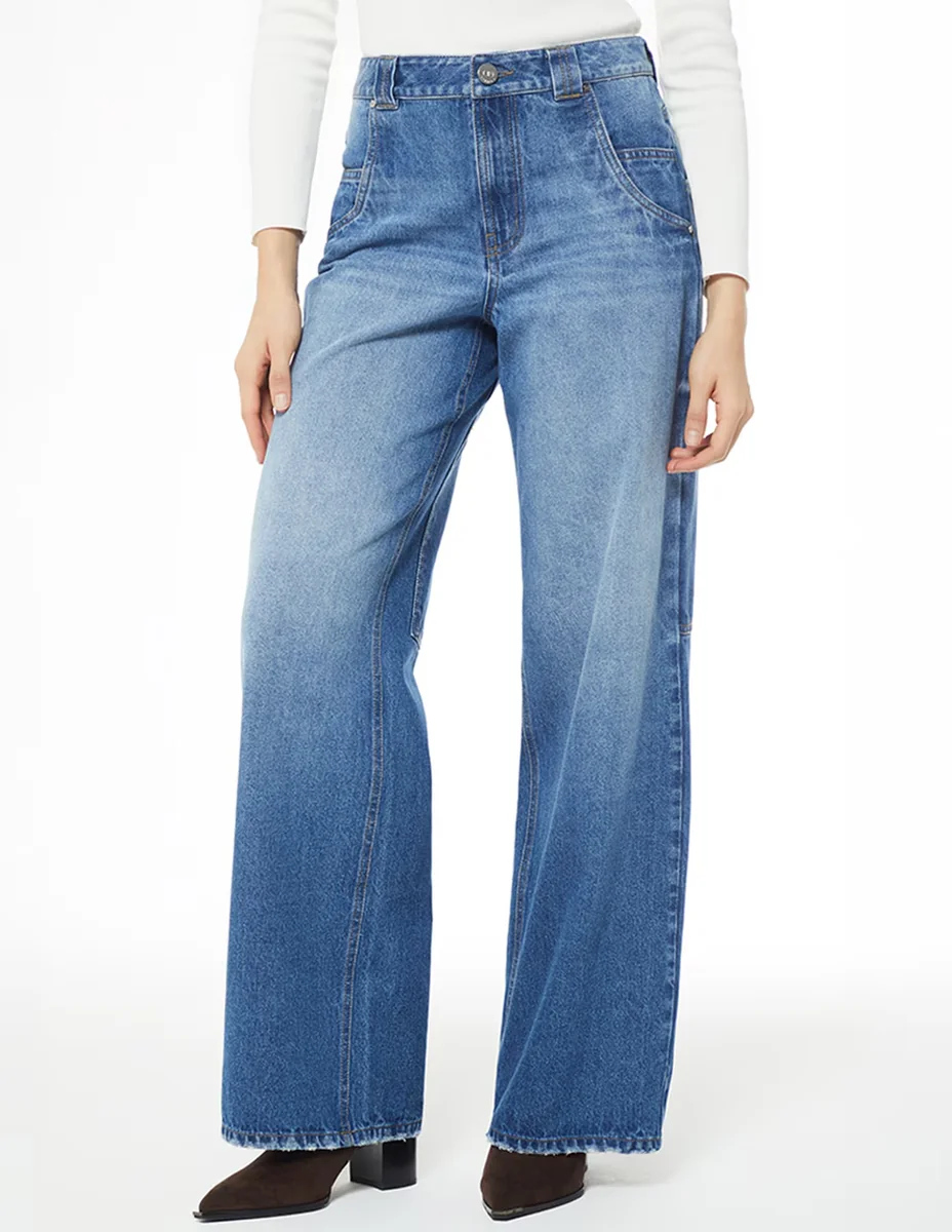 Jeans relaxed wide leg indigo cusco para mujer