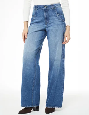 Jeans relaxed wide leg indigo cusco para mujer