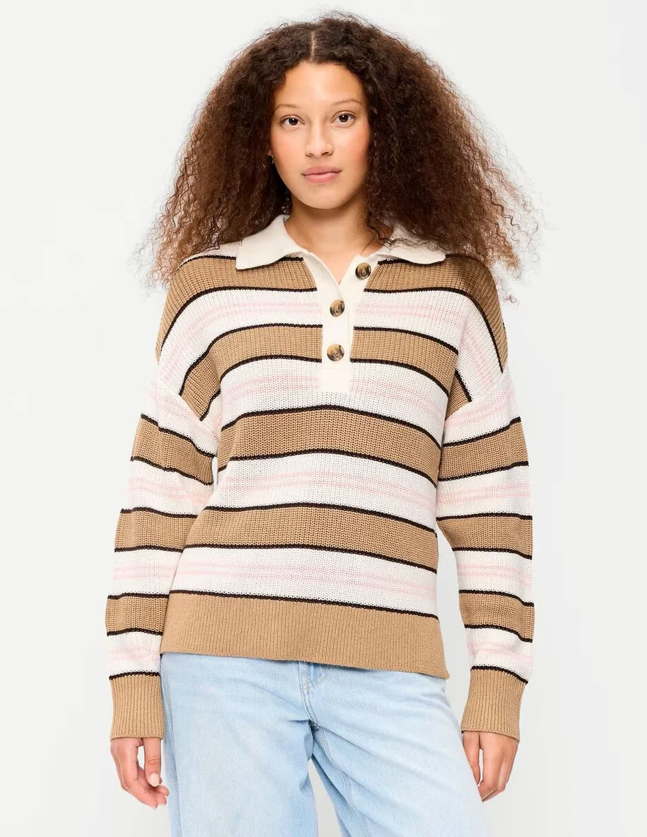 Suéter cuello con botón para mujer