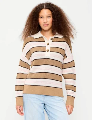 Suéter cuello con botón para mujer