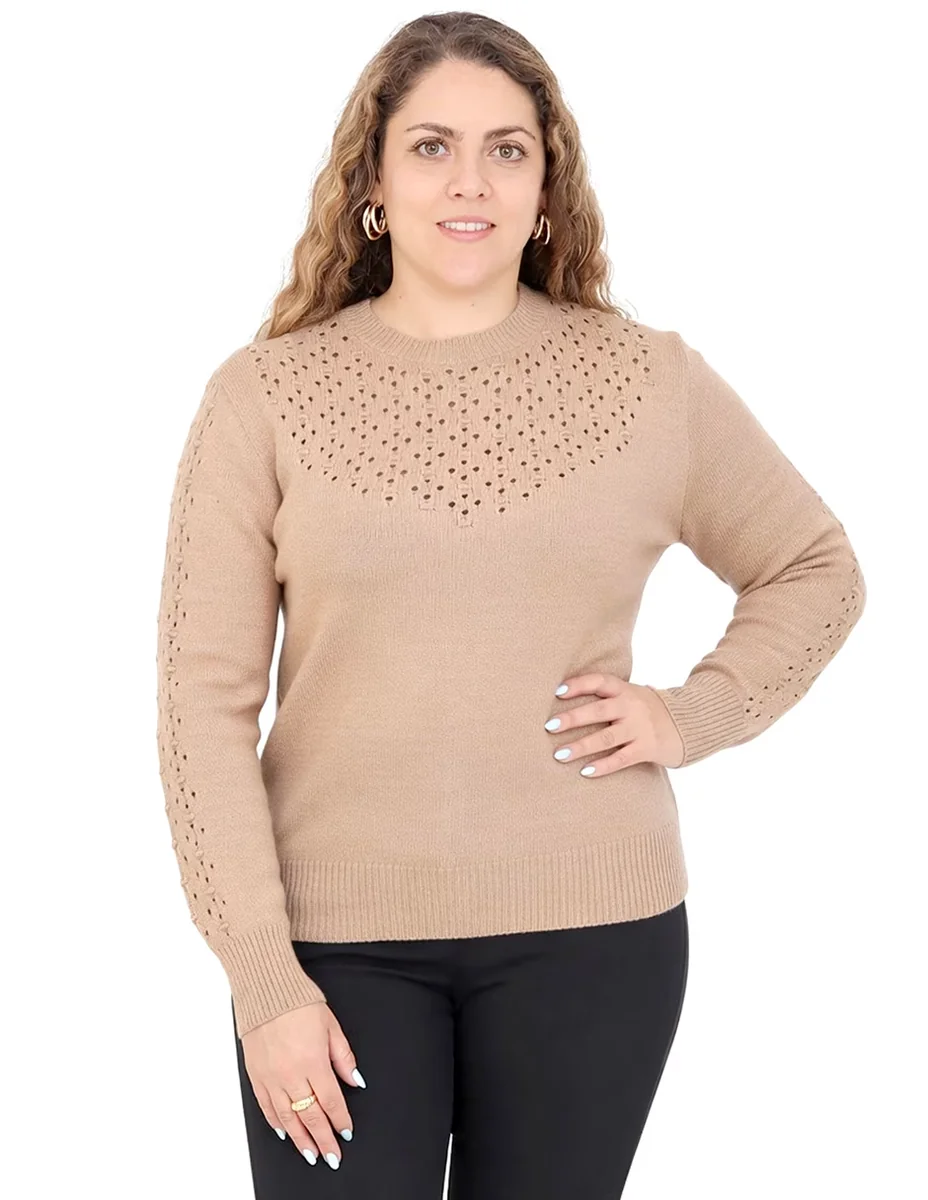 Suéter cuello redondo para mujer