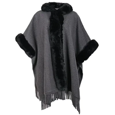 Capa con Peluche Y Flecos Delirium para Mujer Casual
