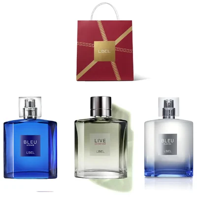 L'BEL Set de Fragancias bleu intense, live adventure y blue glacial para Hombre