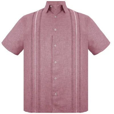 Guayabera Regular Fit Comfort Rojo Manga Corta para Hombre
