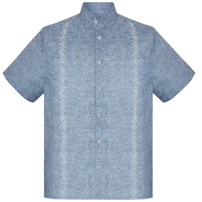 Guayabera Regular Fit Comfort Marino Manga Corta para Hombre
