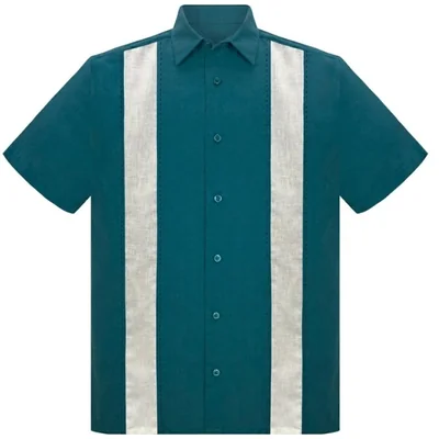 Camisa Regular Fit Malibu Petróleo Cancumisa Manga Corta para Hombre