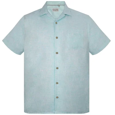 Camisa Regular Fit Jaquard Turquesa Cancumisa Manga Corta para Hombre