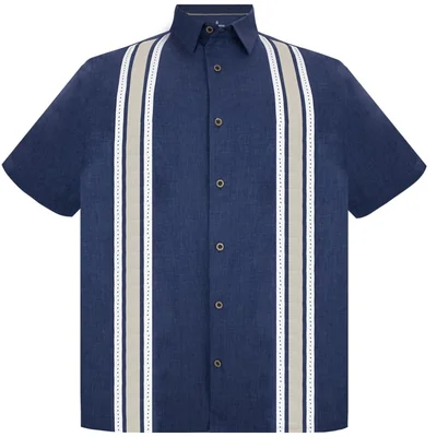 Camisa Regular Fit Malibú Azul Marino Cancumisa Manga Corta para Hombre