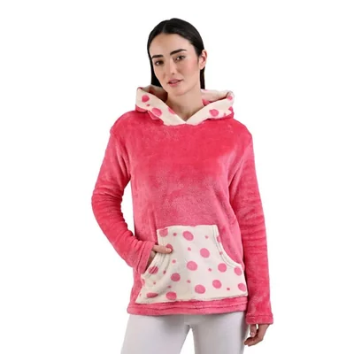 Bata rosa para dama rosa con bolsa blanca y puntos rosas