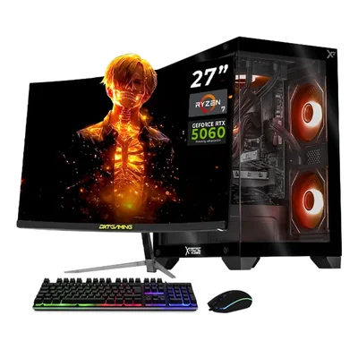 Xtreme pc gaming rtx 5060 ryzen 7 16gb 1tb monitor 27 black