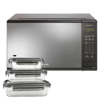 Set Microondas Panasonic NN-SB656BRUH 1.3p3 + 3 Tuppers Vidrio Borosilicato