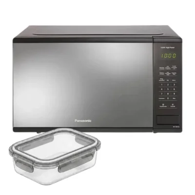 Set Microondas Panasonic NN-SB656BRUH 1.3 p3 + Tupper Vidrio Borosilicato 640 ml
