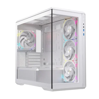 EINAREX ZM800 Gabinete para PC Micro ATX Blanco Cristal Templado Dual 4 Ventiladores RGB USB C