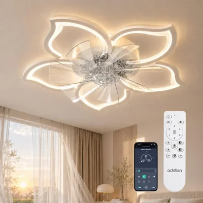 Ventilador de techo addlon 68 cm blanco con control remoto y luz