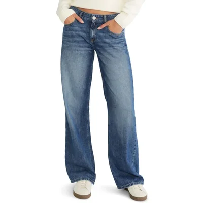 PANTALONES AEROPOSTALE 16S de tiro bajo y corte holgado lavado oscuro
