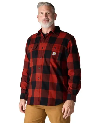 Camisa Carhartt de franela a cuadros manga larga rojo especiado talla grande