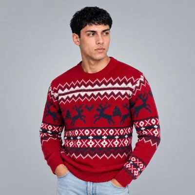 Suéter Navideño Con Renos Blanco Para Hombre Quarry