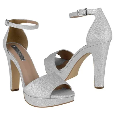SANDALIAS DE FIESTA PARA DAMA STYLO 44090 GLITTER PLATA