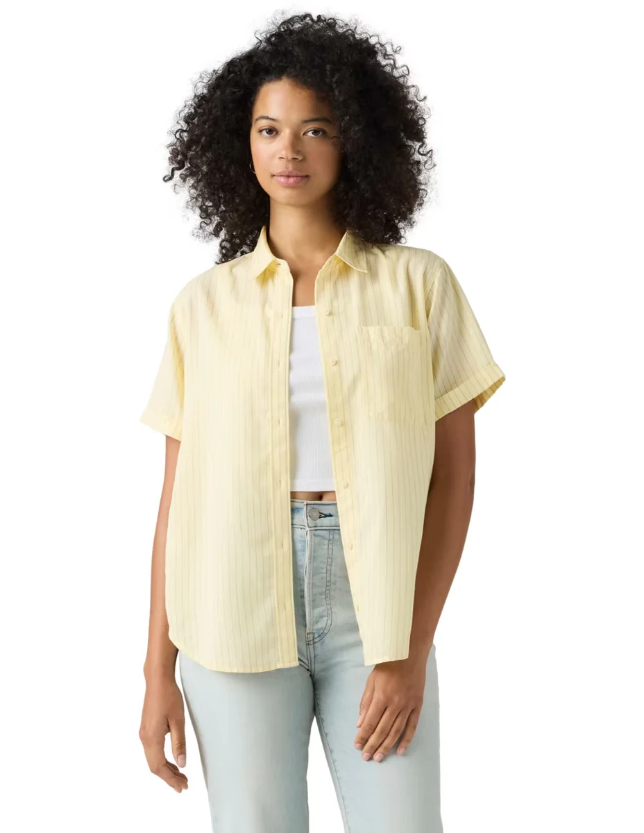 Blusa camisera manga corta para mujer