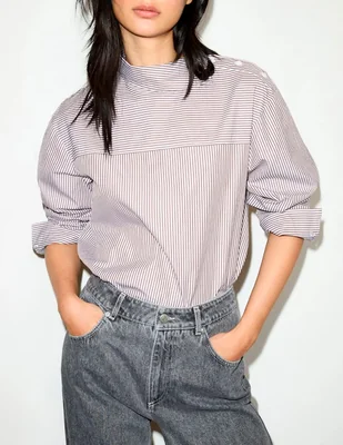 Playera manga larga cuello redondo para mujer