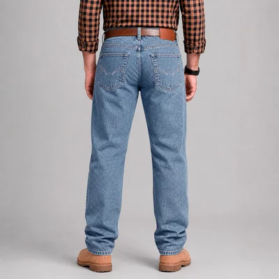Pantalón Vaquero de Mezclilla Rígida John Silver Azul Barrido