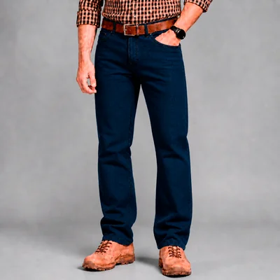 Pantalón Vaquero de Mezclilla Rígida John Silver Azul Petróleo