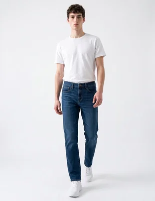 Jeans straight lavado whisker para hombre