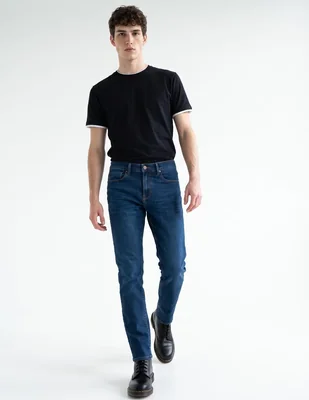 Jeans slim lavado whisker para hombre