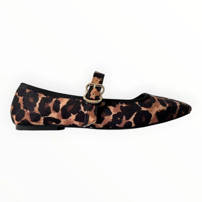 Zapato Bailarina Mary Jane Animal Print Senties