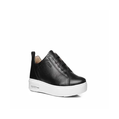 Tenis Casual en Piel Pegada Negro Agujetas Elásticas para Hombre