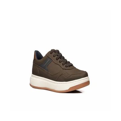 Tenis Casual en Piel Pegada Gris para Hombre