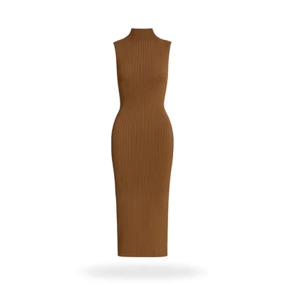 Vestido Tejido Cuello Alto sin Mangas Café Daze para Mujer