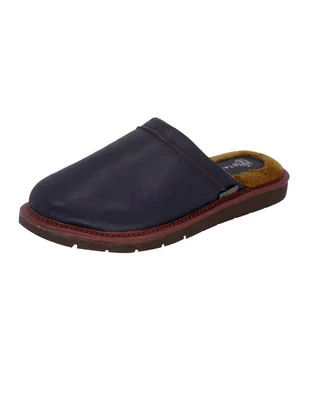 Pantuflas De Piel Salto De Cama Para Hombre Marca Stahl Modelo 4747 Color Marino