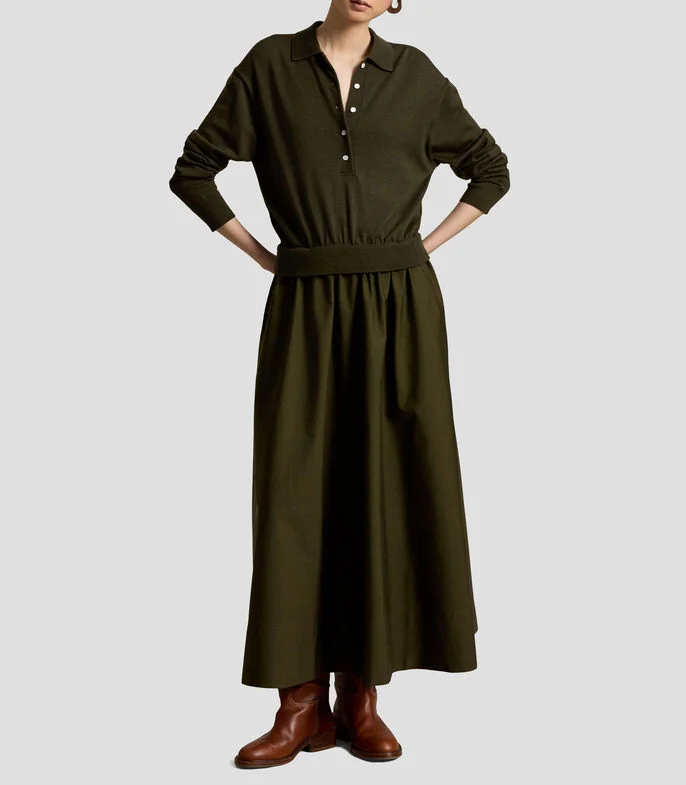 Vestido largo manga larga liso Mujer