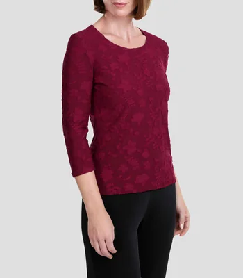 Blusa con microdiseños manga 3/4 Línea Petite Mujer