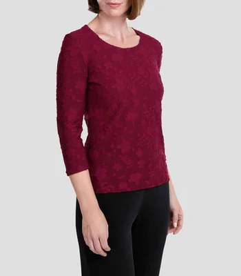 Blusa con microdiseños manga 3/4 Mujer