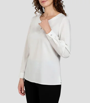 Blusa lisa manga larga Mujer