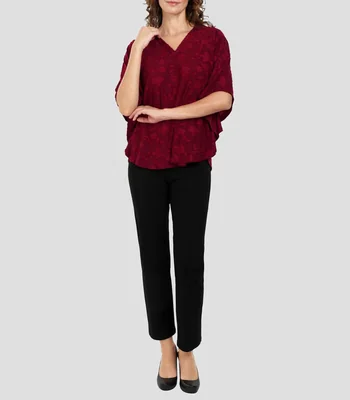 Blusa con microdiseños manga corta Mujer