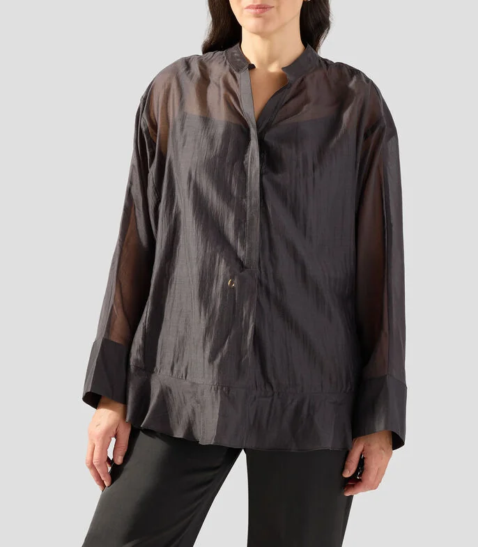Blusa lisa manga larga Mujer