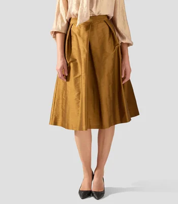 Falda midi de corte recto lisa Mujer