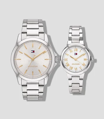 Set de 2 Reloj Unisex Bruce y Becca Casual Plateado