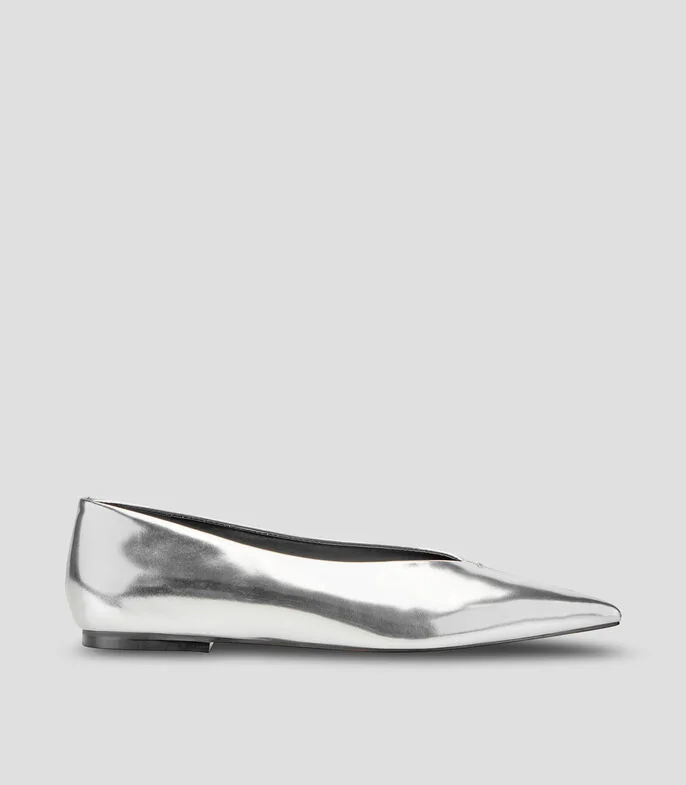 Flats de piel metalizada Mujer