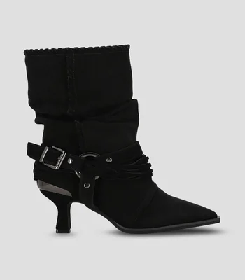 Botines en piel con tacón medio y delgado Mujer
