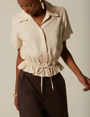Blusa peplum Sin familia o colección manga Corta para mujer