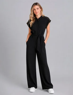 Jumpsuit de Algodón y poliéster Casual estampado Liso para mujer