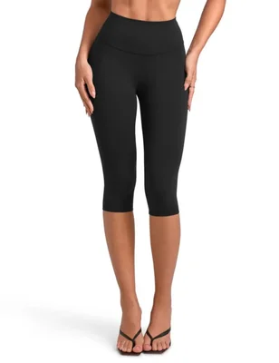 Leggings Capri INGIA 41 cm negro talla pequeña sin costura frontal