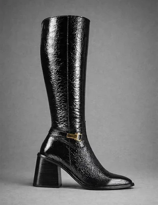 Bota Abajo de la rodilla de Charol piel para mujer