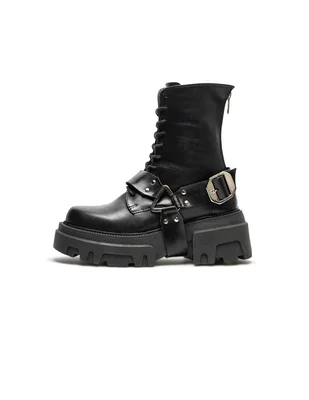 Bota arriba del tobillo yugami de piel para mujer