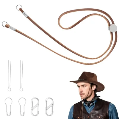 Correa de barbilla para sombrero Yumxio ajustable 45‑90 cm de cuero color camel